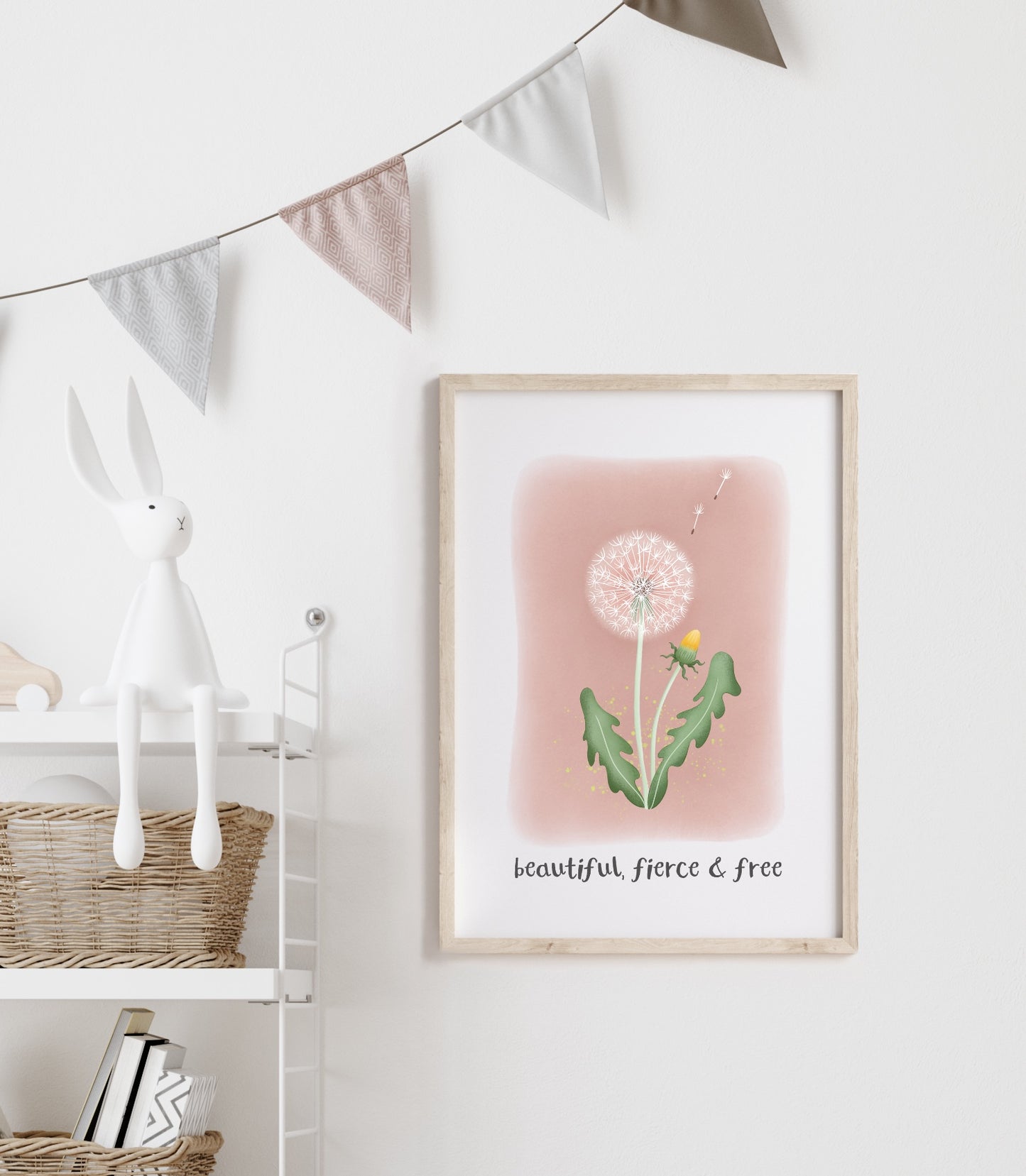 Beautiful, fierce & free - Dandelion Clock Print